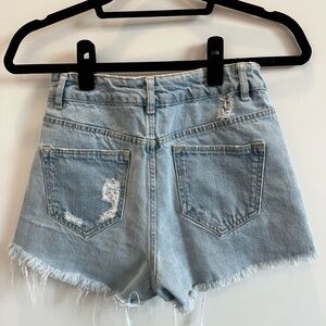 H&M Light Blue Frayed Denim Shorts